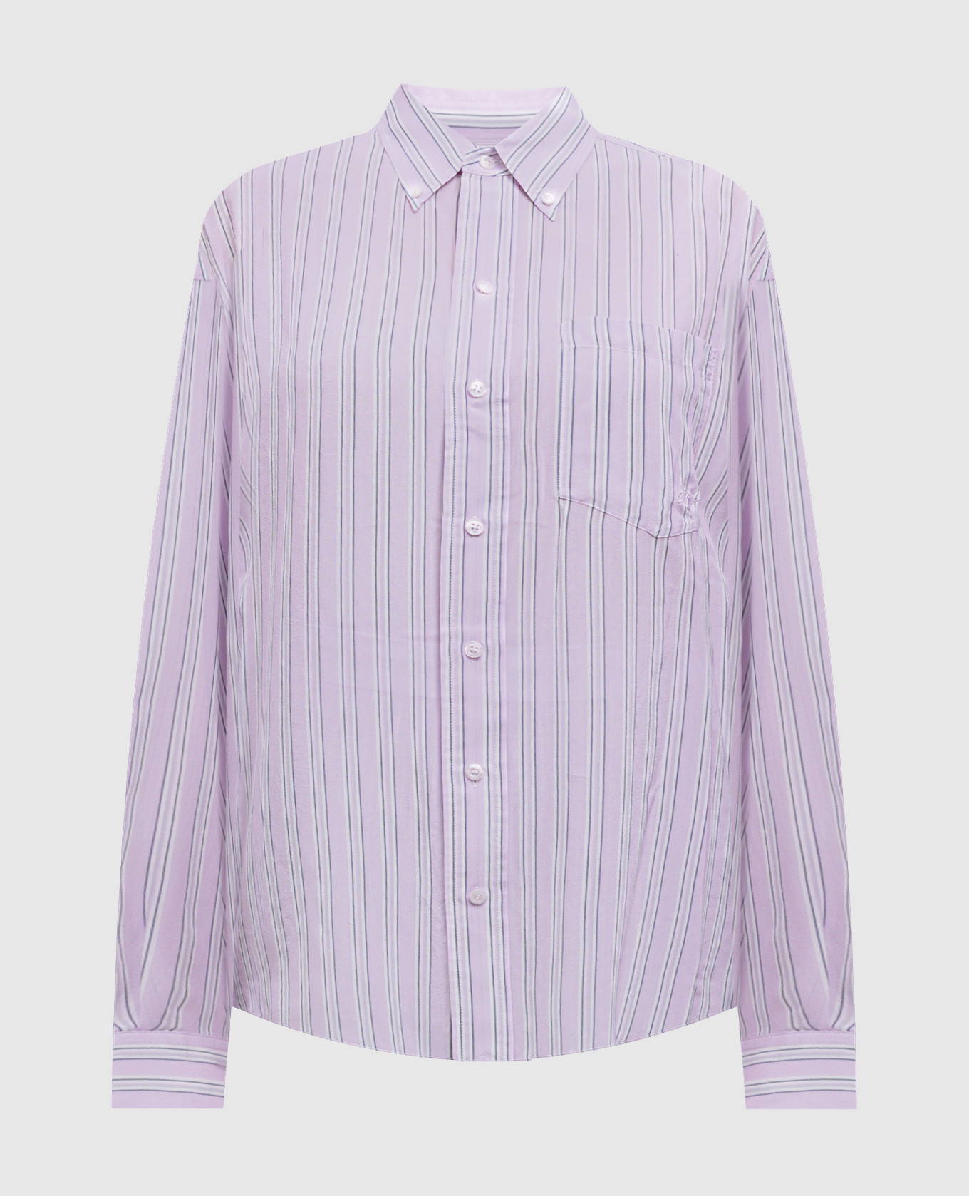 

Розовая блуза из шелка в полоску, Розовый, Блузы