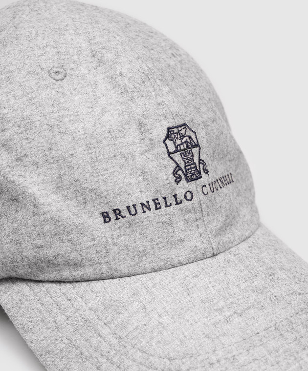 Brunello Cucinelli Сіра кепка з кашеміру і шовку MR4369850 зображення 4