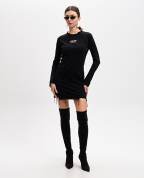 Vetements Чорна сукня міні з логотипом WA66DR610BW