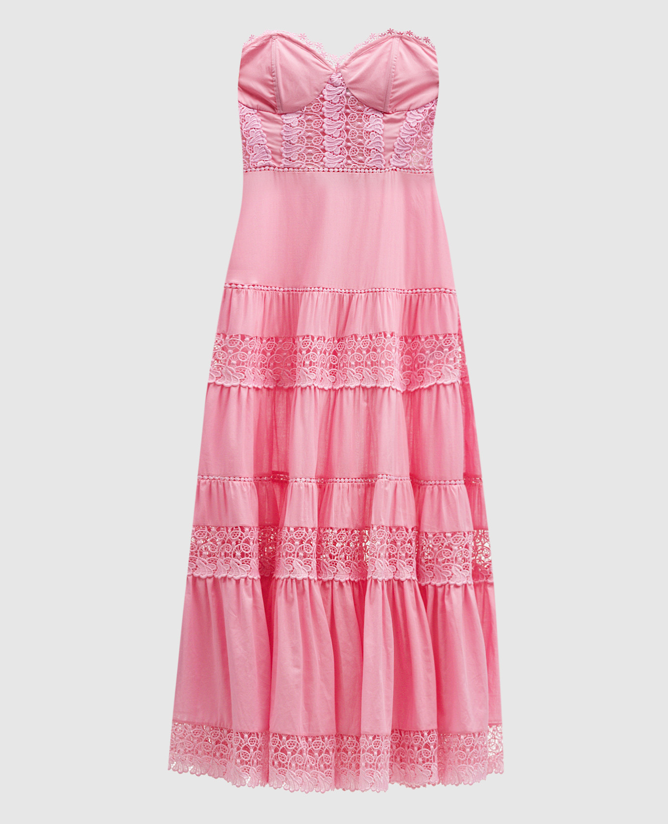 Розовое платье-бюстье Monnet с кружевом