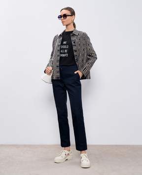 Christian Dior Чорна футболка з льоном з принтом напису 843T03TA428