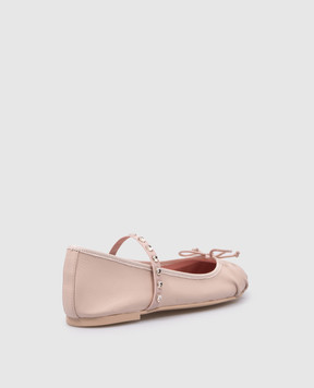 Pretty Ballerinas Дитячі шкіряні бежеві балетки Hannah з кристалами Swarovski 51250