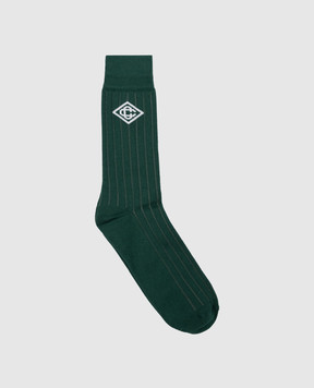 Casablanca Зеленые носки с узором логотипа монограммы. AS24ACC08601