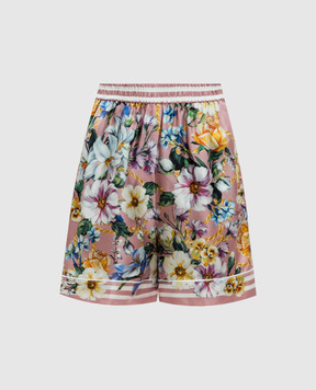 Dolce&Gabbana Рожеві шорти із шовку в квітковий принт FTAM7THI1W4