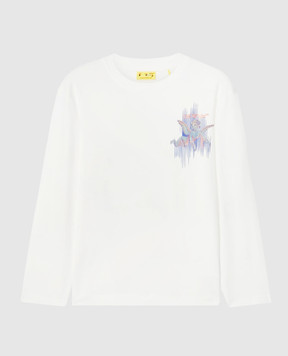 Off-White Дитячий білий лонгслів Putti з принтом OBAB001S25JER002