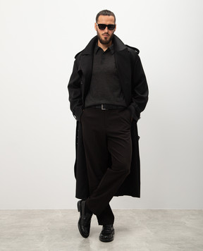 Dolce&Gabbana Чорний двобортний тренч з вовни G049GTFU28P