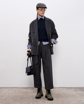 Brunello Cucinelli Синій джемпер з кашеміру з ланцюжком моніль M12212604P