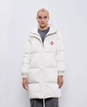 Be Florence Білий пуховик з вишивкою емблеми BE2449