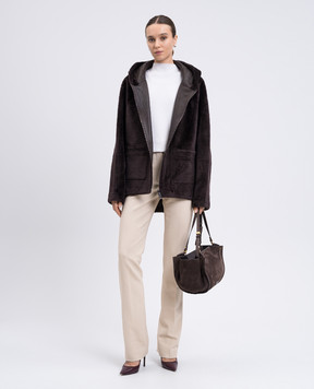 Simonetta Ravizza Коричнева двостороння дублянка Bibi F05JA396H21