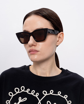 Alexander McQueen Коричневі сонцезахисні окуляри Cat-Eye з логотипом 821692J0749