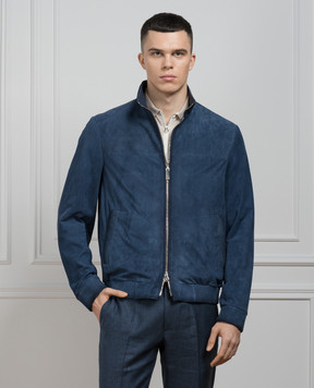 Stefano Ricci Синяя кожаная куртка M7J4100060CAMAE4