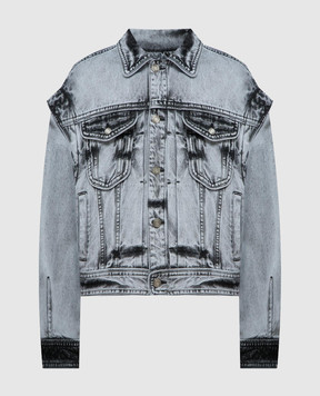 Juun.j Серая джинсовая куртка с эффектом потертости со съемными рукавами JC4239HD25