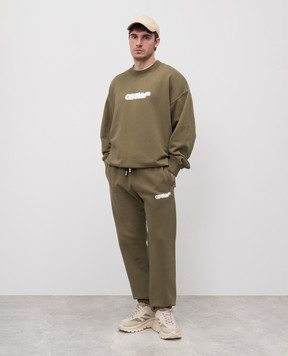 Off-White Зелені джогери з контрастним принтом OMCH057S25FLE001
