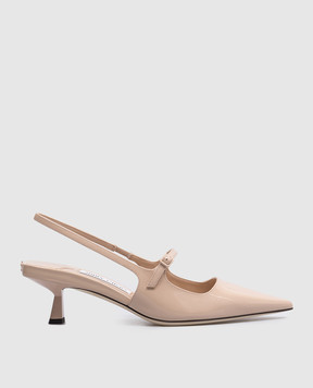 Jimmy Choo Бежевые кожаные лакированные слингбеки Didi 45 DIDI45PAT