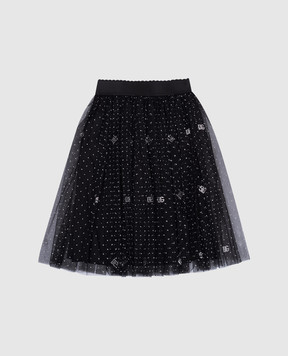 Dolce&Gabbana Детская черная юбка с принтом логотипа L55I00ISMIQ