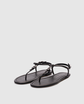 Stuart Weitzman Черные кожаные сандалии GEORGIE T-STRAP SL049