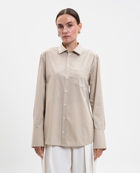 Victoria Beckham Бежева сорочка з вишивкою монограми логотипа 1325WSH006459A