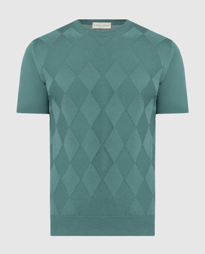 Cashmere&Whiskey Зеленая футболка в геометрический узор ткани. 16363