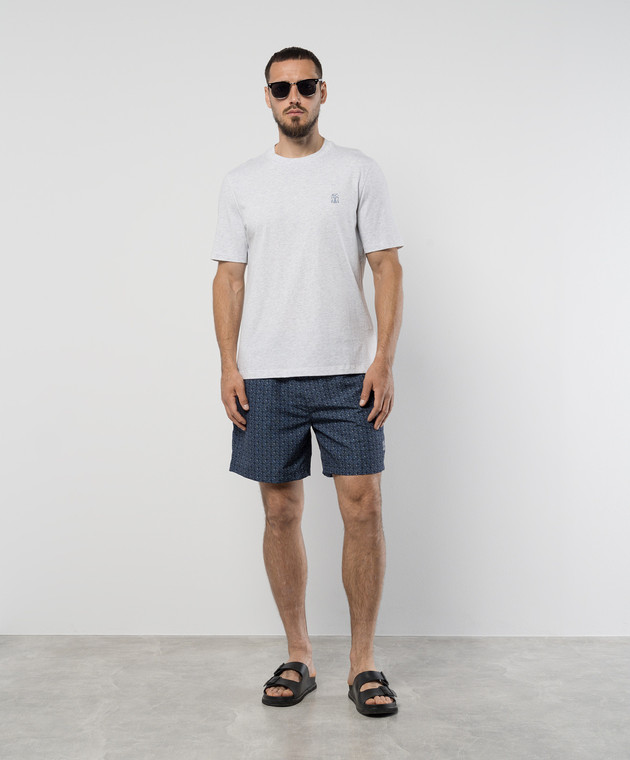 Brunello Cucinelli Сіра меланжева футболка з емблемою логотипа M0B138440P зображення 2