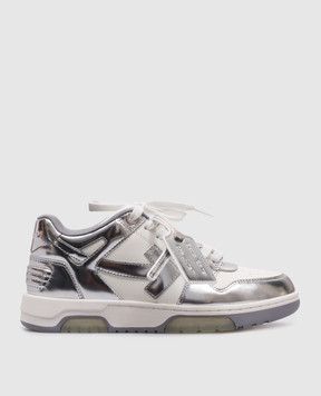 Off-White Серебристые кожаные кроссовки Оut Оf Оffice OWIA259F24LEA00C