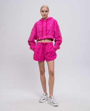 Versace Розовое махровое укороченное худи с логотипом 10201441A14584
