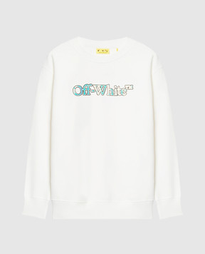 Off-White Детский белый свитшот с голографическим логотипом OGBA001S25FLE001