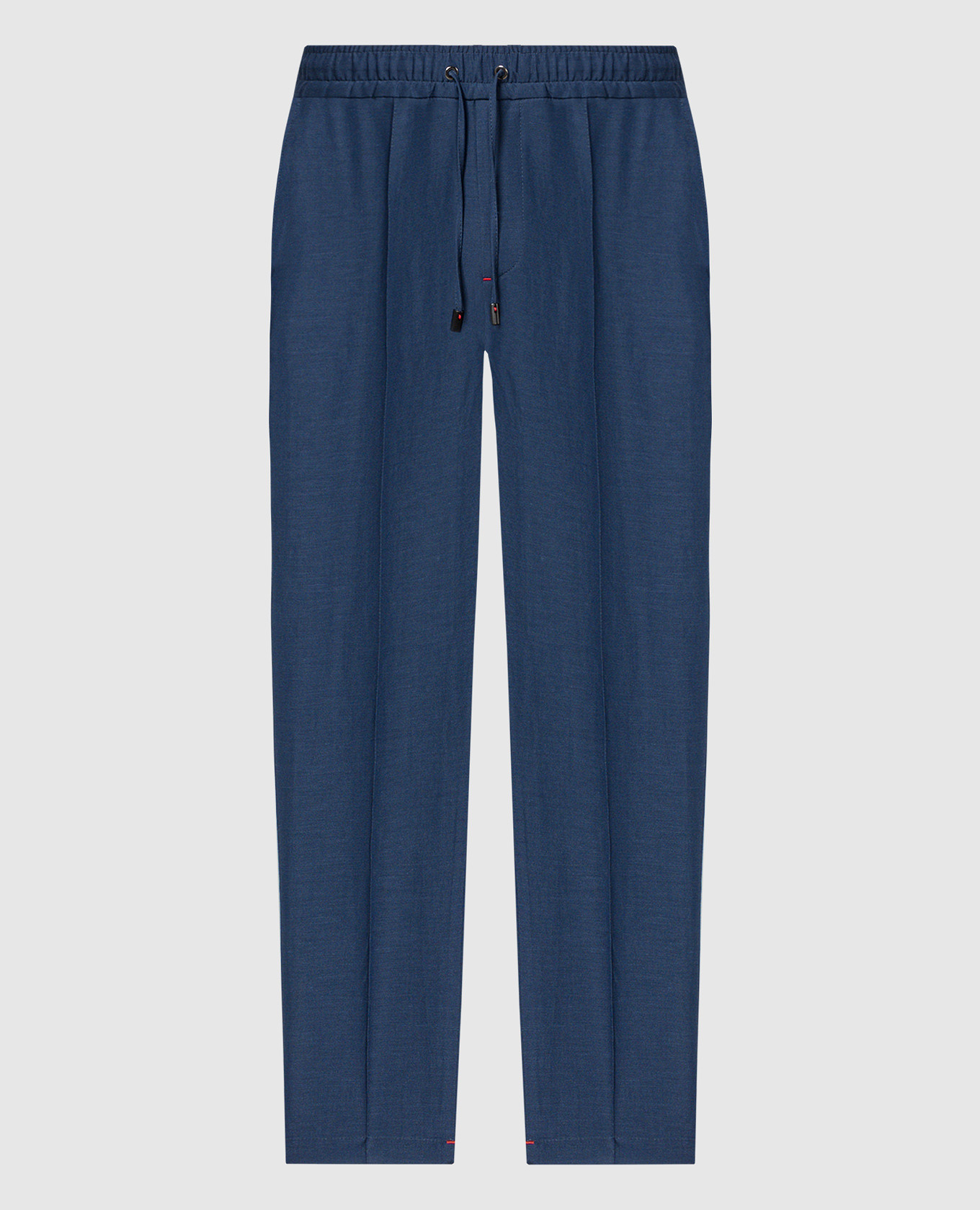Blue logo trousers in wool and linen