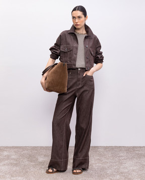 Brunello Cucinelli Бежевый топ в полоску M19253620