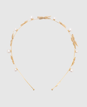 LELET NY Золотистый обруч Butterfly с покрытием 14 карат и жемчугом LELSS251992G