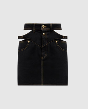 Versace Jeans Couture Черная джинсовая юбка с логотипом V-Emblem 76HAE858DW060L54