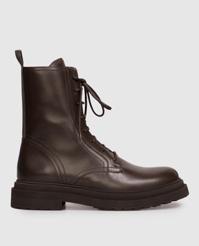 Brunello Cucinelli Коричневі шкіряні черевики MZOLG3036