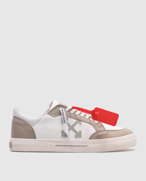 Off-White Белые кожаные кеды NEW VULCANIZED с логотипом. OMIA293S25LEA001