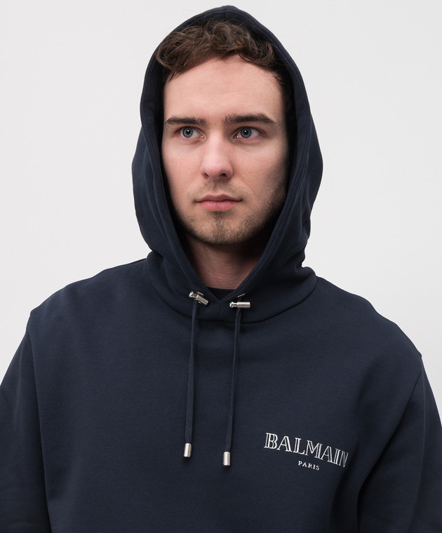 Balmain Синие худи с логотипом EH0JT047BC98 изображение 5