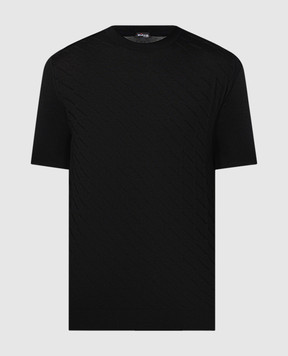 Kiton Чорна футболка в тканий візерунок UMK1442