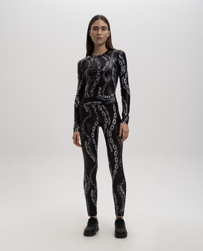 Versace Jeans Couture Черные леггинсы в принт Chain Couture 77HAC114JS417