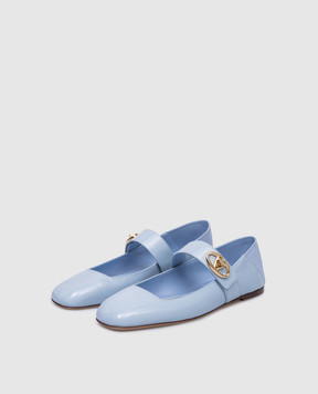 Valentino Блакитні шкіряні лаковані балетки Mary-Jane з логотипом 5W2S0JV2RDA