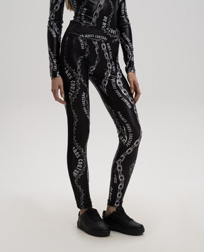 Versace Jeans Couture Черные леггинсы в принт Chain Couture 77HAC114JS417