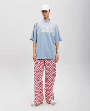 Palm Angels Блакитна футболка з логотипом PWAA017S25JER001