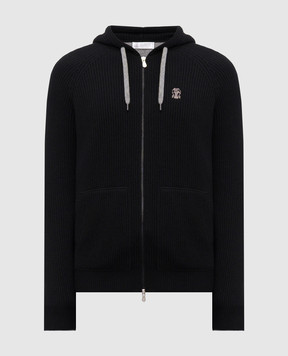 Brunello Cucinelli Черная спортивная куртка из кашемира с логотипом логотип M22704806G