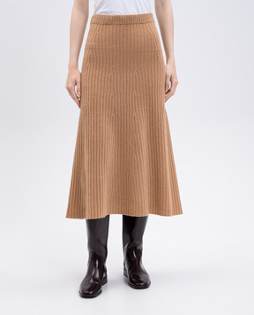 Twinset Коричнева спідниця міді з вовни і кашеміру 252TP3573