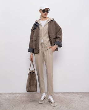 Brunello Cucinelli Бежевые спортивные штаны с цепочкой мониль MP827FB799