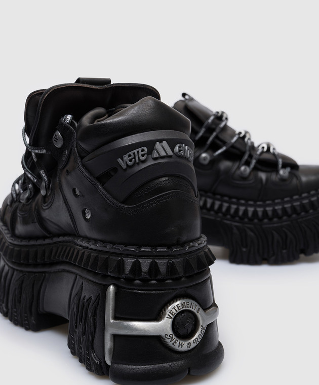 Vetements Чорні шкіряні кросівки на платформі New Rock UA66SN100B зображення 5