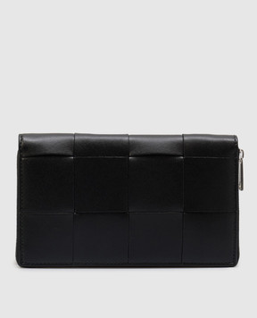 Bottega Veneta Черный кожаный кошелек с плетением Intreccio 814649VBWD2