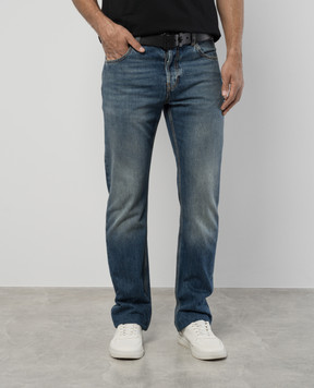 Alexander McQueen Сині джинси з ефектом потертості з логотипом 794082QYAA5