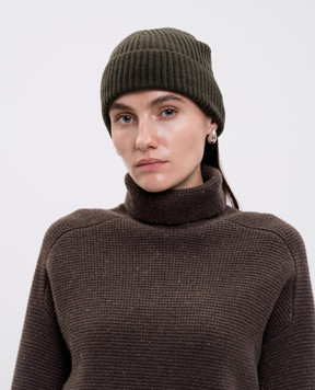 Allude Шапка з кашеміру кольору хакі 25511244