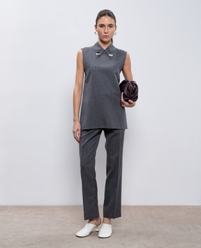 Jil Sander Сірий топ з вовни з металевими брошками J02NC0233J40171