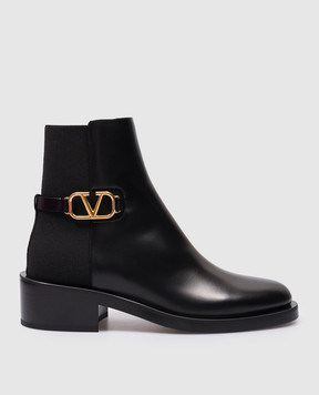 Valentino Чорні комбіновані черевики з логотипом VLOGO 5W2S0CT1PYH