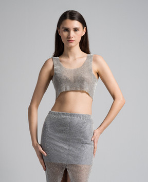 Santa Brands Сріблястий топ з кристалами CROPTOP