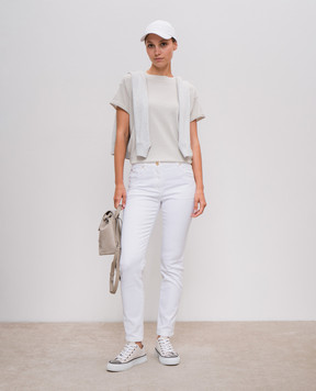 Brunello Cucinelli Білі джинси слім з ланцюжком моніль MH137P5679