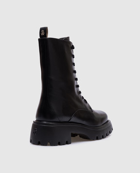 Stuart Weitzman Черные кожаные ботинки EMERSON с логотипом SJ340
